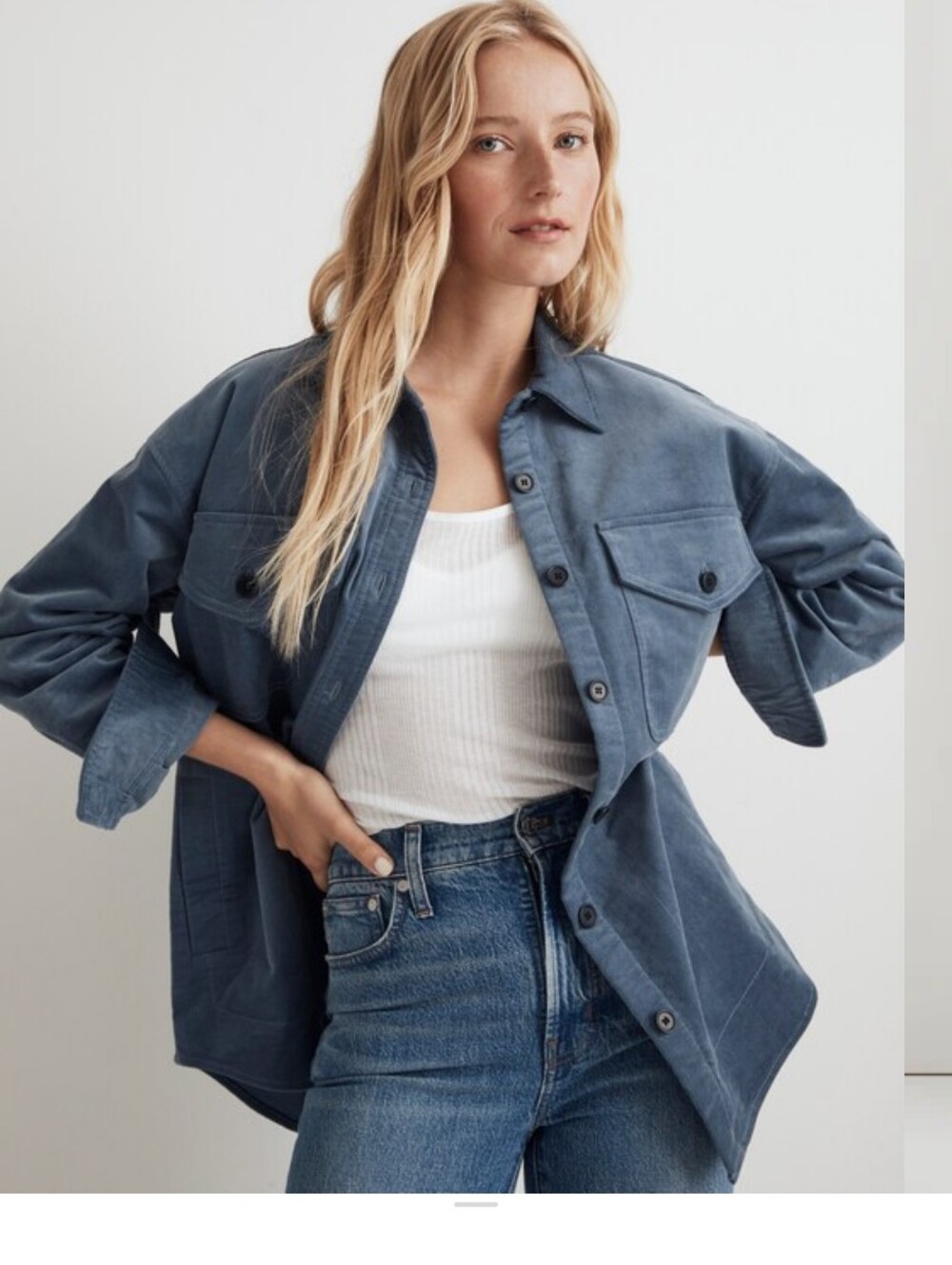 Madewell Corduroy Twill Oversized Shirt Jacket Blue Size Medium